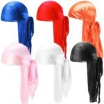 Extra Long-Tail Head Wraps Durags silk for Men for Beach Decorative