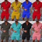 Casual Polo Shirts Sets Mens Tracksuit Men's T Shirt and Short Set With Zipper Gym Fitness Sets