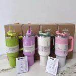 40oz Double Wall Vacuum Insulated Thermos Cup with Handle Lid Stainless Steel Car Thermos Straw Coffee Cup