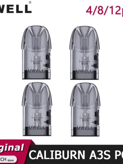 Uwell Caliburn A3S Pod Cartridge – 2ml Refillable Vape Pods (0.8Ω / 1.0Ω, 4/8/12pcs) for Caliburn A3S Kit