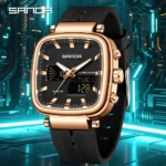 SANDA 6282 Leisure Student Electronic Watch Sports Waterproof Night Light Dual Display Student Electronic Watch Alarm Clock