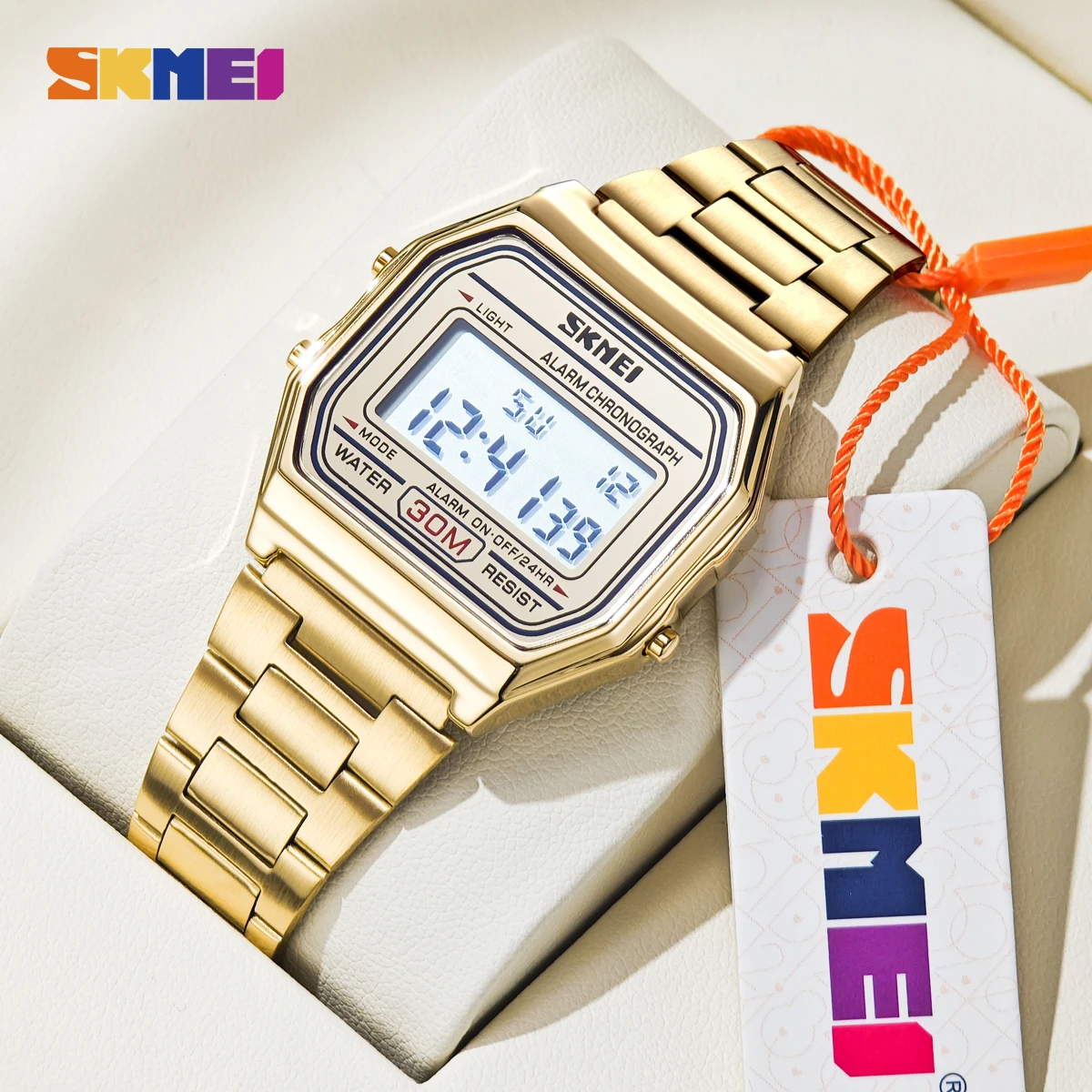 SKMEI Business Stainless Steel Strap Electronic Watch For Men Women Casual Sport Waterproof Digital Male Wristwatch Reloj Hombre